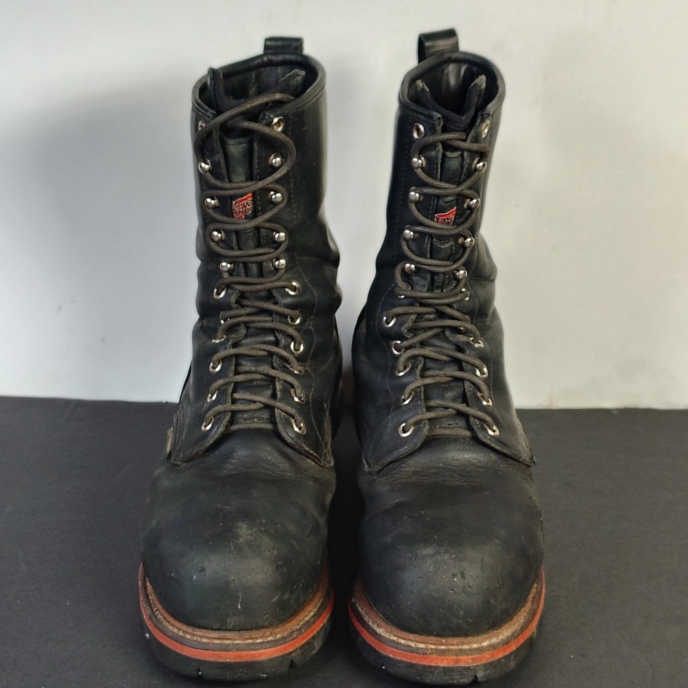 Red Wing Mens Logger Boots 9.5 EE Black Leather Gore-Tex Steel Toe Work 4420 - Picture 3 of 14